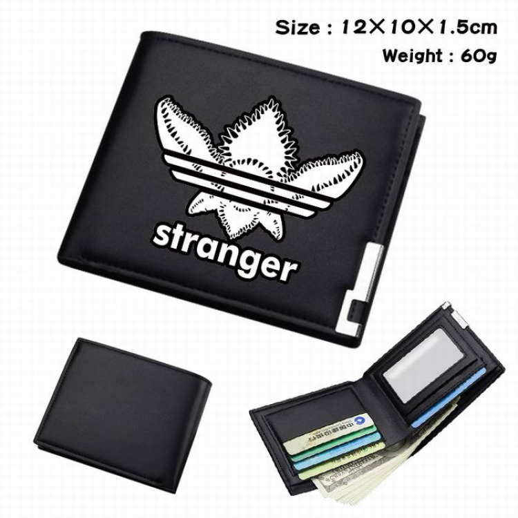 Stranger Things-141 Black Anime Short Folding Leather Wallet 12X10X1.5CM 60G
