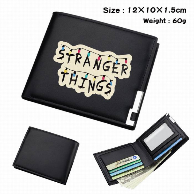 Stranger Things-148 Black Anime Short Folding Leather Wallet 12X10X1.5CM 60G