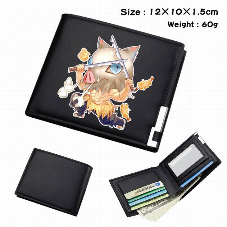 Demon Slayer Kimets-162 Black Anime Short Folding Leather Wallet 12X10X1.5CM 60G