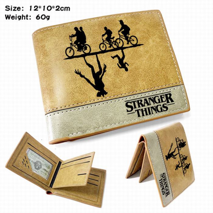 Stranger Things-1 Anime high quality PU two fold embossed wallet 12X10X2CM 60G