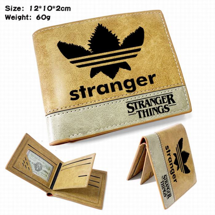Stranger Things-3 Anime high quality PU two fold embossed wallet 12X10X2CM 60G