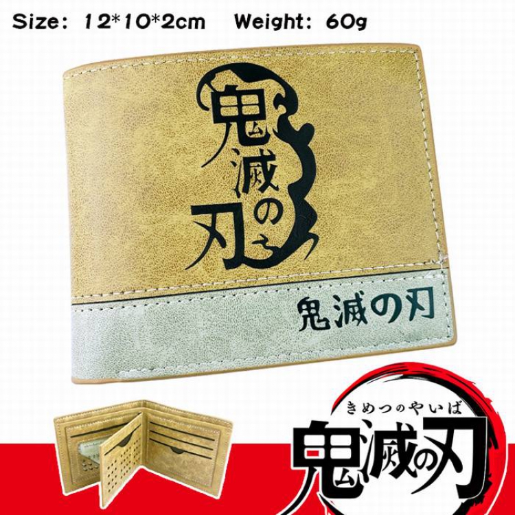 Demon Slayer Kimets-1 Anime high quality PU two fold embossed wallet 12X10X2CM 60G