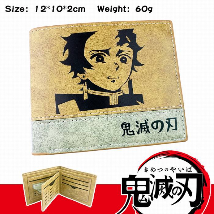 Demon Slayer Kimets-2 Anime high quality PU two fold embossed wallet 12X10X2CM 60G