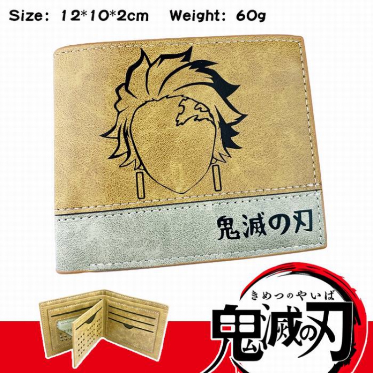 Demon Slayer Kimets-3 Anime high quality PU two fold embossed wallet 12X10X2CM 60G