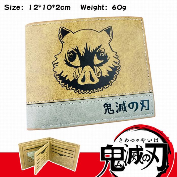 Demon Slayer Kimets-4 Anime high quality PU two fold embossed wallet 12X10X2CM 60G