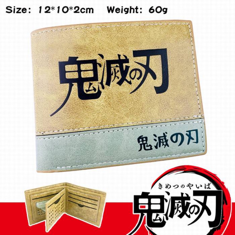 Demon Slayer Kimets-8 Anime high quality PU two fold embossed wallet 12X10X2CM 60G