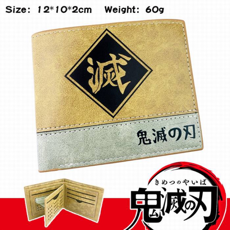 Demon Slayer Kimets-5 Anime high quality PU two fold embossed wallet 12X10X2CM 60G