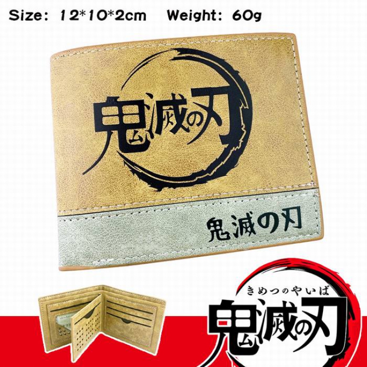 Demon Slayer Kimets-6 Anime high quality PU two fold embossed wallet 12X10X2CM 60G