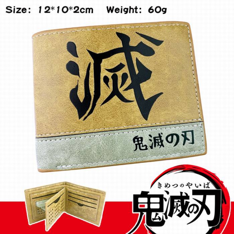 Demon Slayer Kimets-7 Anime high quality PU two fold embossed wallet 12X10X2CM 60G