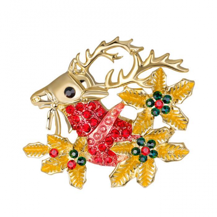 Christmas series Sika deer Badge badge brooch  4.7X4.3CM 18G price for 6 pcs