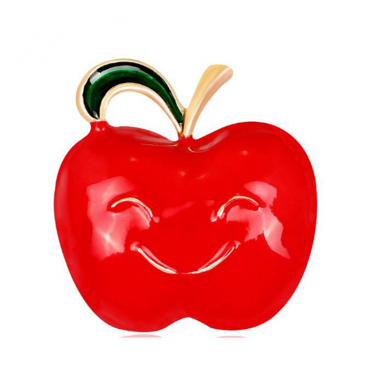 Cartoon personality red apple Badge badge brooch 3.2X3.4CM 14G price for 5 pcs