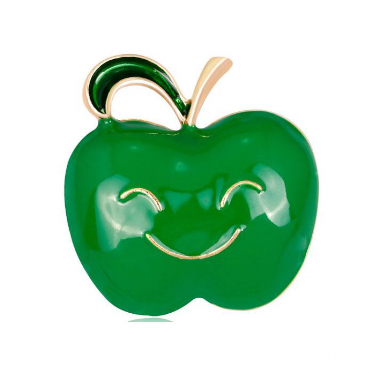 Cartoon personality green apple Badge badge brooch 3.2X3.4CM 14G price for 5 pcs
