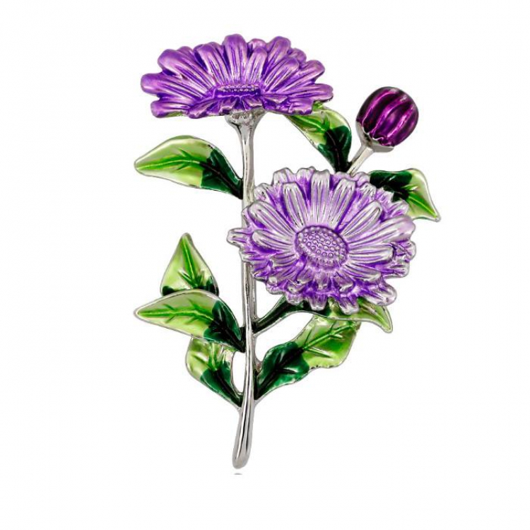 Daisy purple Badge badge brooch 4X5.4CM 15G price for 5 pcs