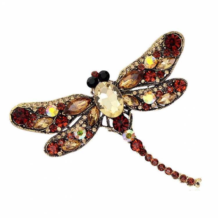 Dragonfly brown Badge badge brooch 9.1X7.5CM 30G price for 5 pcs