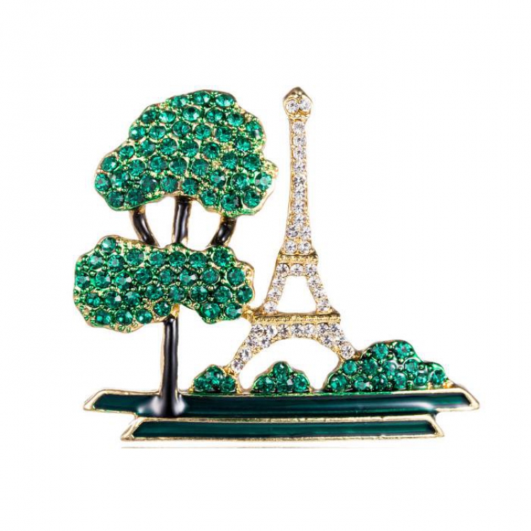 The Eiffel Tower green Badge badge brooch  4.4X3.8CM 12G price for 5 pcs