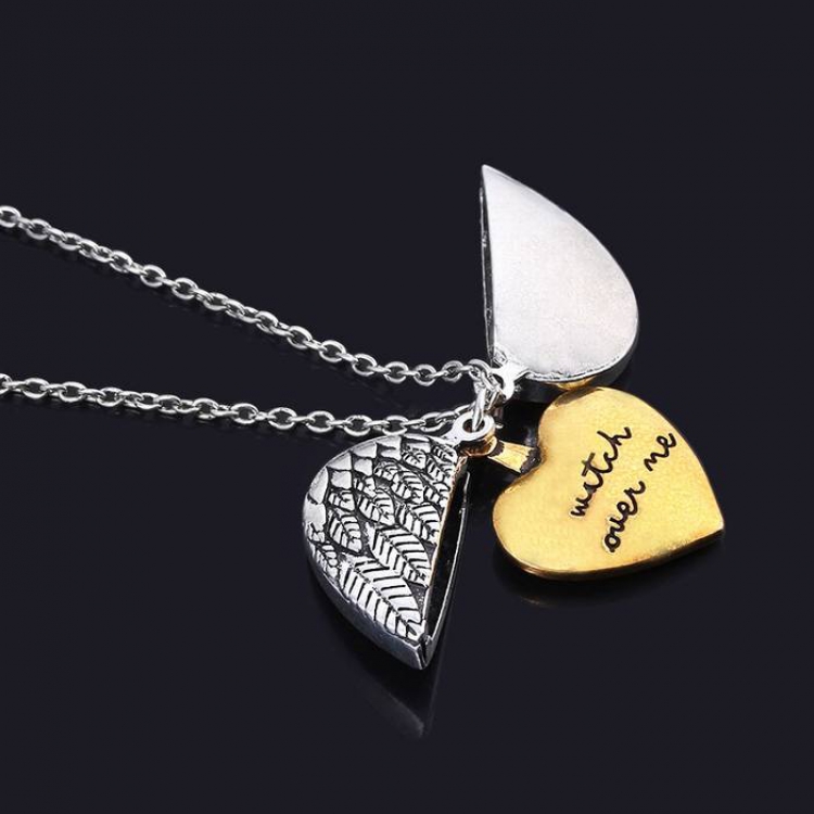 Love double layer lettering wings open Necklace pendant 3.3G Bagged price for 10 pcs