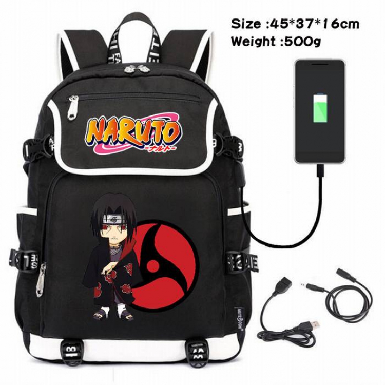 Naruto-149 Anime 600D waterproof canvas backpack USB charging data line backpack