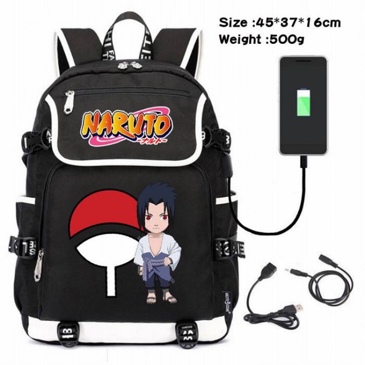 Naruto-150 Anime 600D waterproof canvas backpack USB charging data line backpack