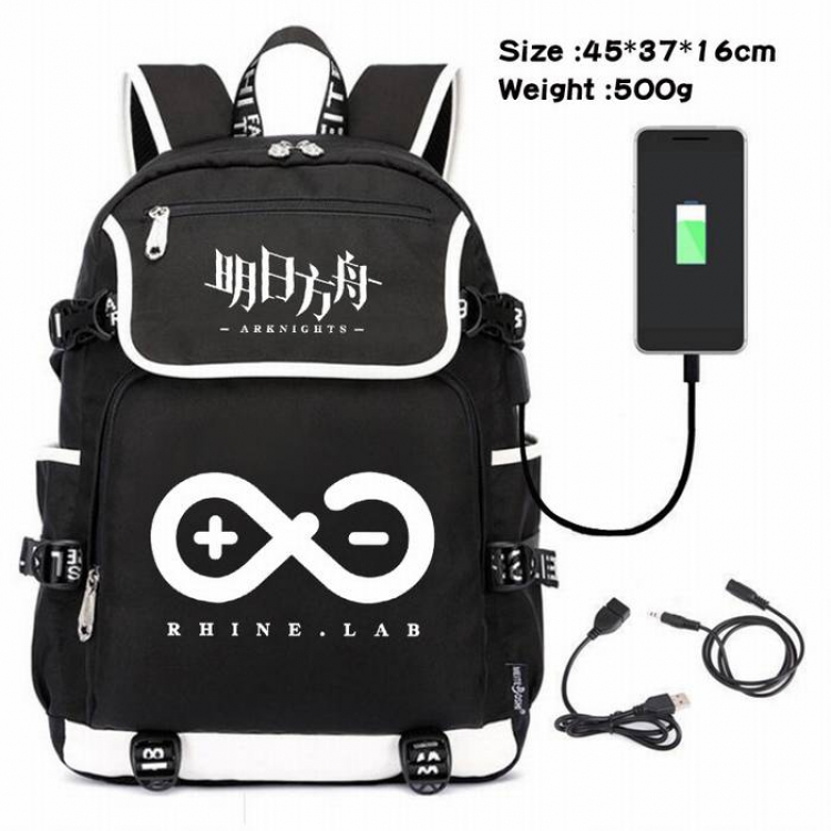 Arknights-168 Anime 600D waterproof canvas backpack USB charging data line backpack