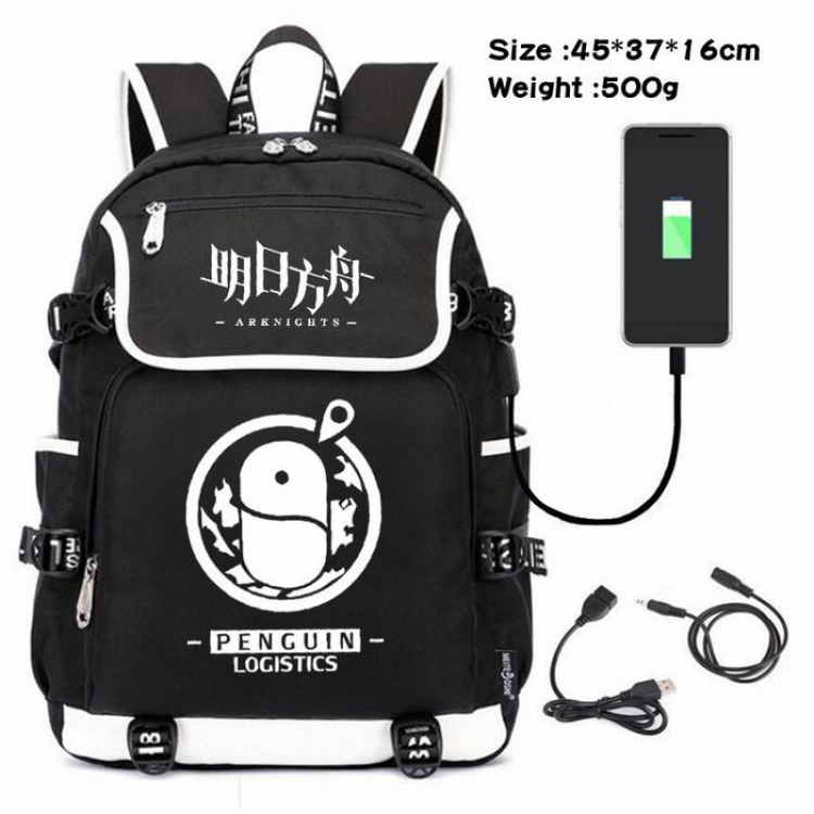 Arknights-170 Anime 600D waterproof canvas backpack USB charging data line backpack