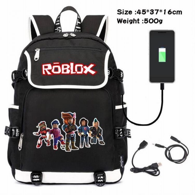 Roblox-205 Anime 600D waterproof canvas backpack USB charging data line backpack