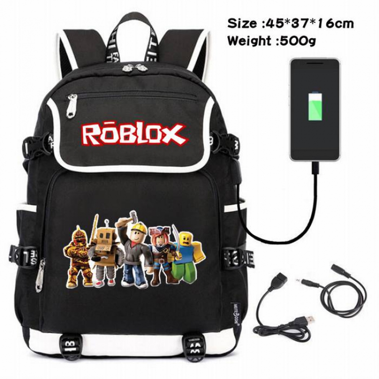 Roblox-206 Anime 600D waterproof canvas backpack USB charging data line backpack
