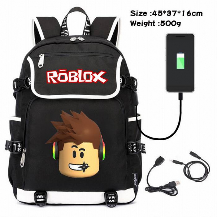 Roblox-204 Anime 600D waterproof canvas backpack USB charging data line backpack