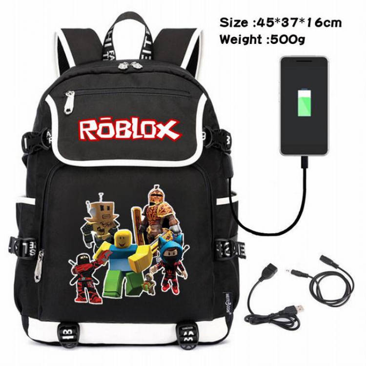 Roblox-207 Anime 600D waterproof canvas backpack USB charging data line backpack