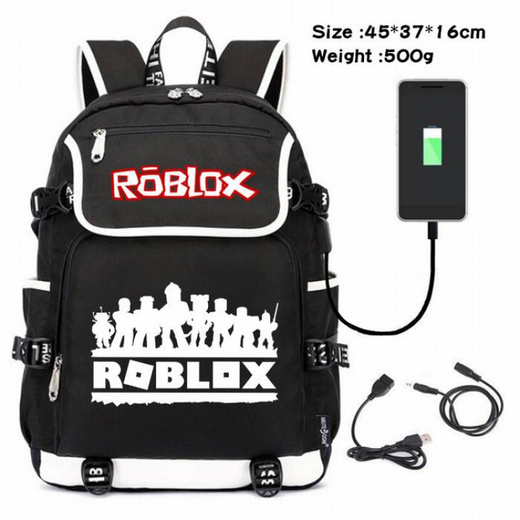 Roblox-208 Anime 600D waterproof canvas backpack USB charging data line backpack