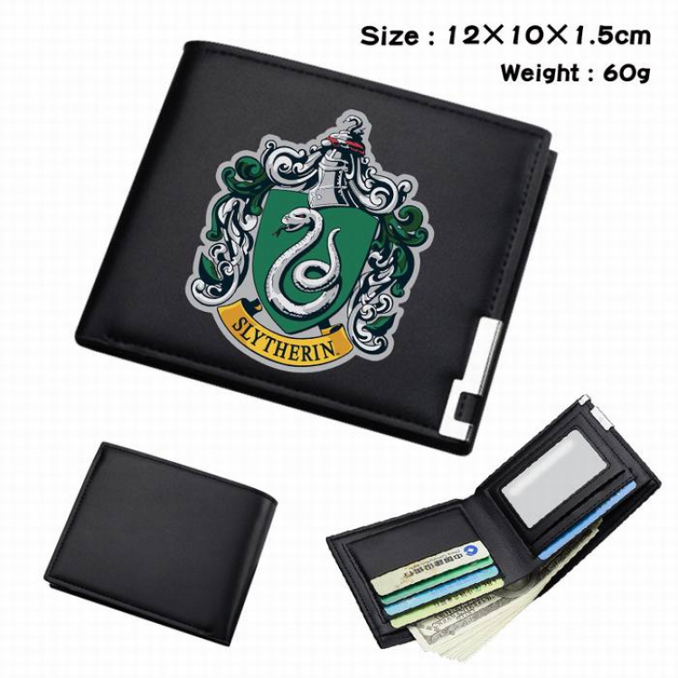 Harry Potter-175 Black Anime Short Folding Leather Wallet 12X10X1.5CM 60G