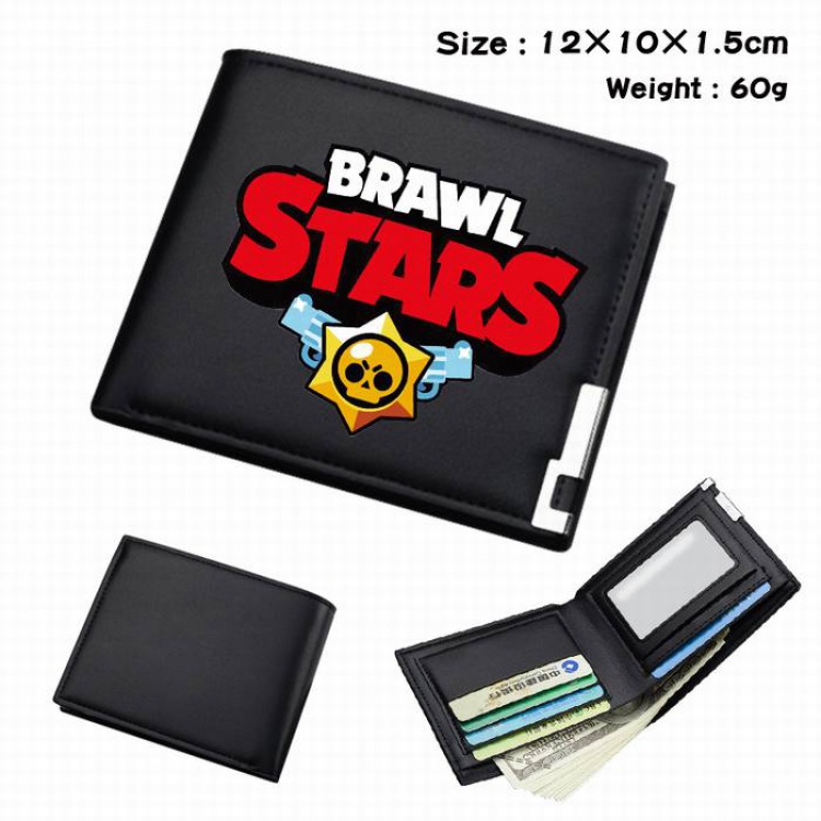 Brawl Stars-192 Black Anime Short Folding Leather Wallet 12X10X1.5CM 60G