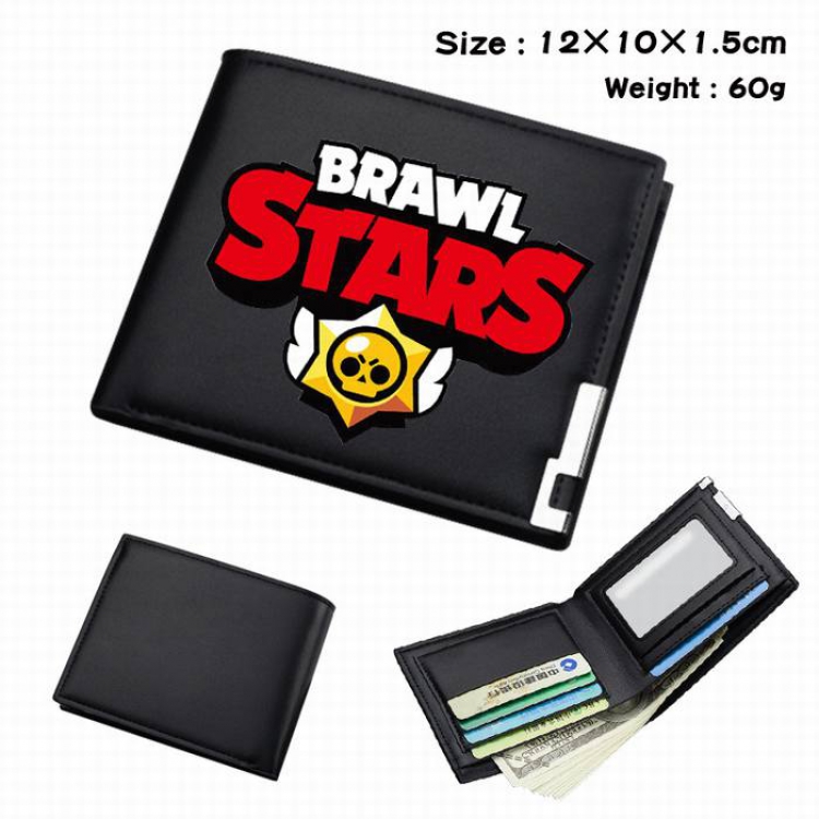 Brawl Stars-193 Black Anime Short Folding Leather Wallet 12X10X1.5CM 60G