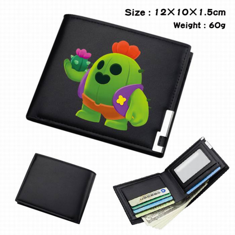 Brawl Stars-197 Black Anime Short Folding Leather Wallet 12X10X1.5CM 60G