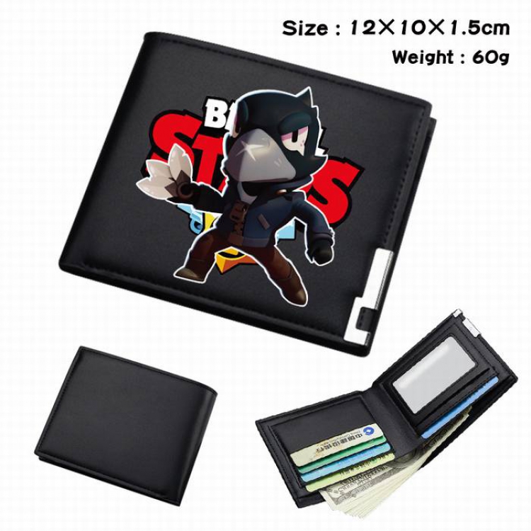 Brawl Stars-201 Black Anime Short Folding Leather Wallet 12X10X1.5CM 60G