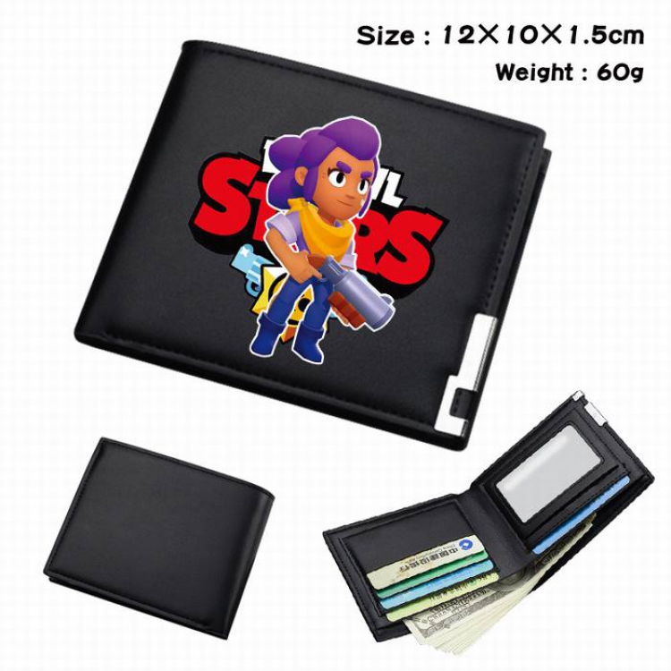 Brawl Stars-198 Black Anime Short Folding Leather Wallet 12X10X1.5CM 60G