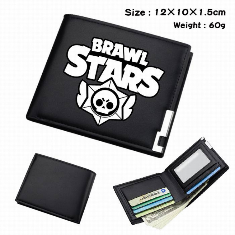 Brawl Stars-205 Black Anime Short Folding Leather Wallet 12X10X1.5CM 60G