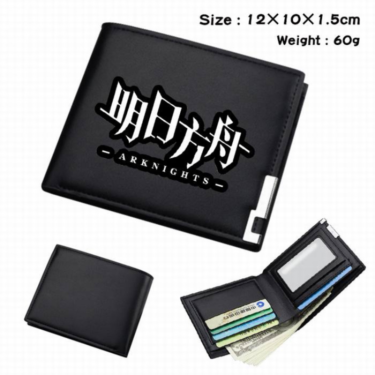 Arknights-297 Black Anime Short Folding Leather Wallet 12X10X1.5CM 60G