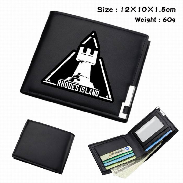 Arknights-300 Black Anime Short Folding Leather Wallet 12X10X1.5CM 60G