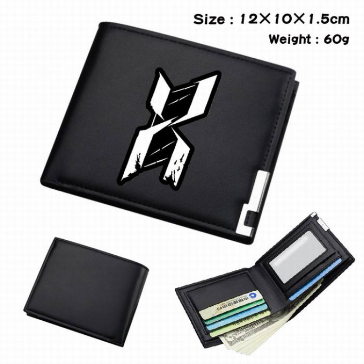 Arknights-304 Black Anime Short Folding Leather Wallet 12X10X1.5CM 60G