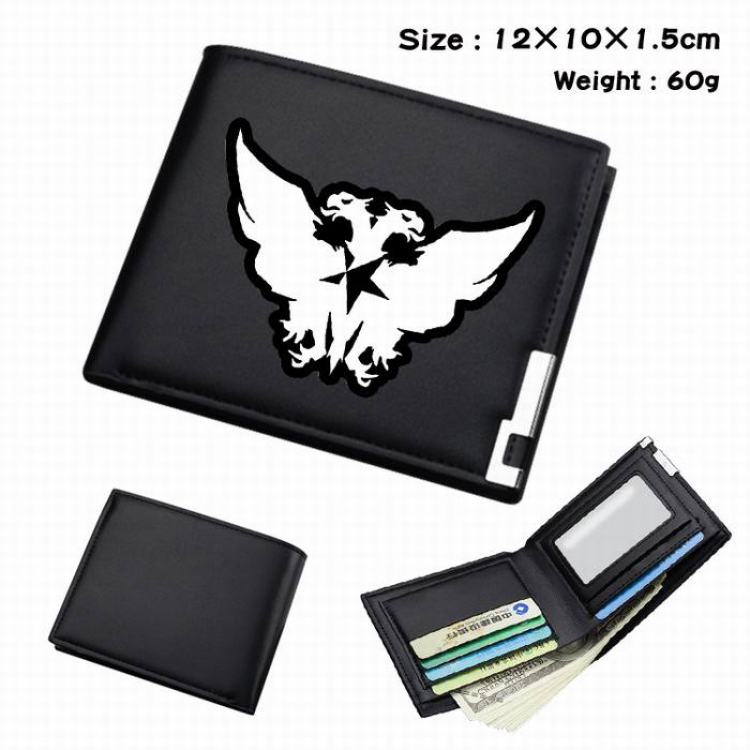 Arknights-302 Black Anime Short Folding Leather Wallet 12X10X1.5CM 60G