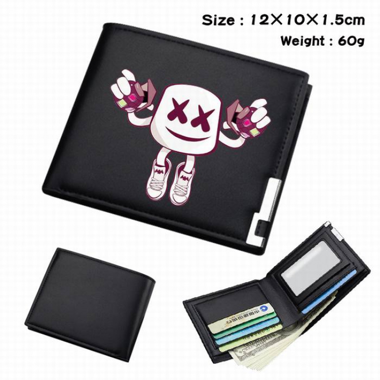 Marshmello-233 Black Anime Short Folding Leather Wallet 12X10X1.5CM 60G