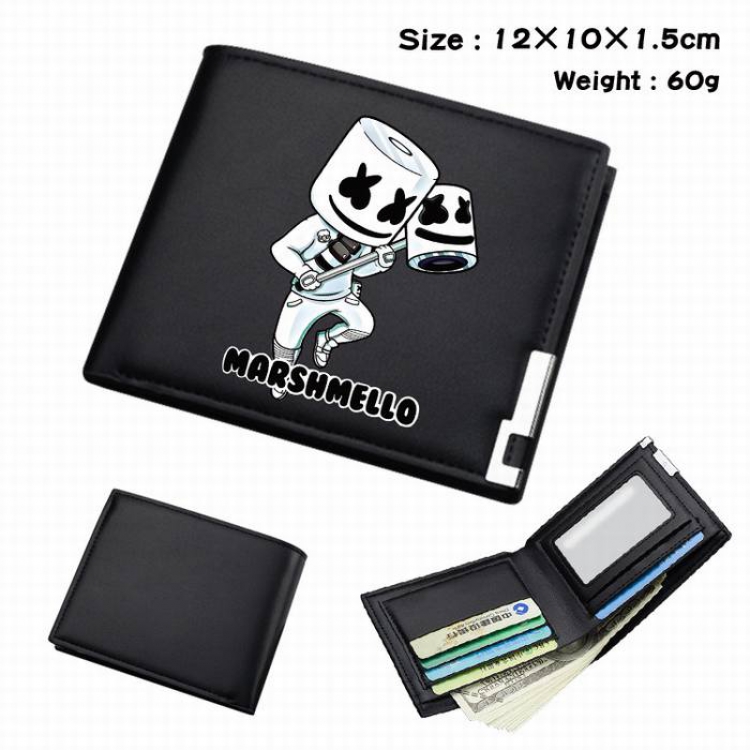 Marshmello-240 Black Anime Short Folding Leather Wallet 12X10X1.5CM 60G