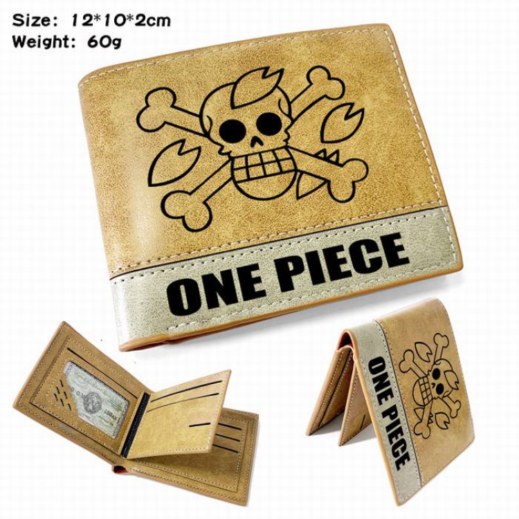 One Piece-1 Anime high quality PU two fold embossed wallet 12X10X2CM 60G