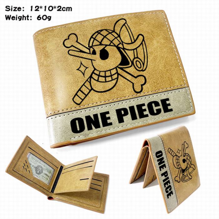 One Piece-4 Anime high quality PU two fold embossed wallet 12X10X2CM 60G