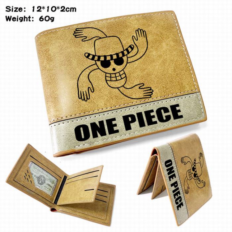 One Piece-5 Anime high quality PU two fold embossed wallet 12X10X2CM 60G