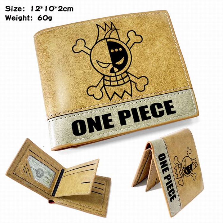 One Piece-6 Anime high quality PU two fold embossed wallet 12X10X2CM 60G