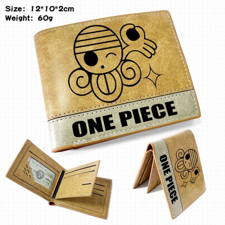 One Piece-7 Anime high quality PU two fold embossed wallet 12X10X2CM 60G