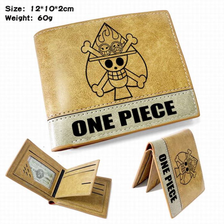 One Piece-9 Anime high quality PU two fold embossed wallet 12X10X2CM 60G