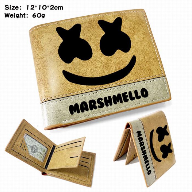 Marshmello-3 Anime high quality PU two fold embossed wallet 12X10X2CM 60G