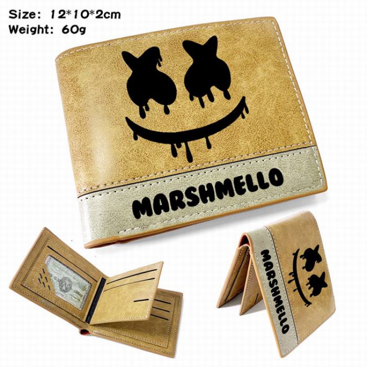 Marshmello-1 Anime high quality PU two fold embossed wallet 12X10X2CM 60G